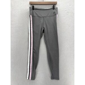 Nike Dri-FIT Power Victory Leggings Womens Large Gray Stripe 7/8 Tight Gym Yoga